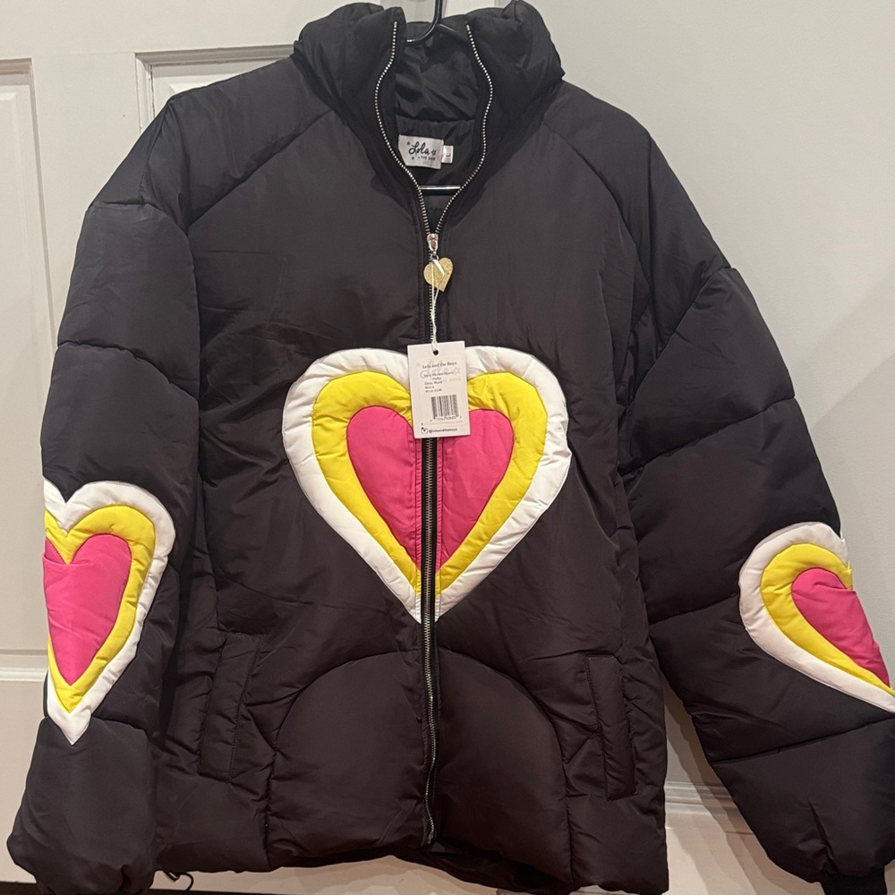 Lola & the boys women’s winter jacket with hearts